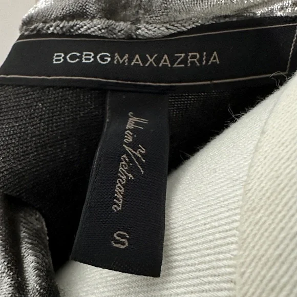BCBGMaxAzria Metallic Gunmetal Crushed Velour New Year’s Wrap Maxi Dress Size S - Picture 13 of 13